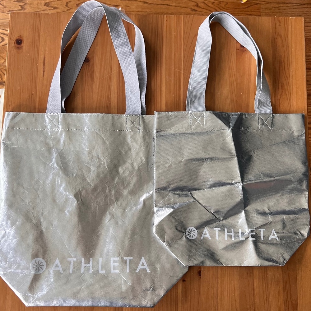 Athleta Reusable Shopping Bags, Silver - Set of 2